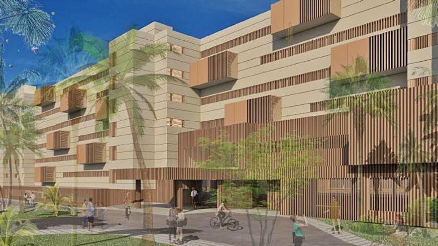 Recreación de la fachada principal propuesta para el Sidi. | B&amp;E