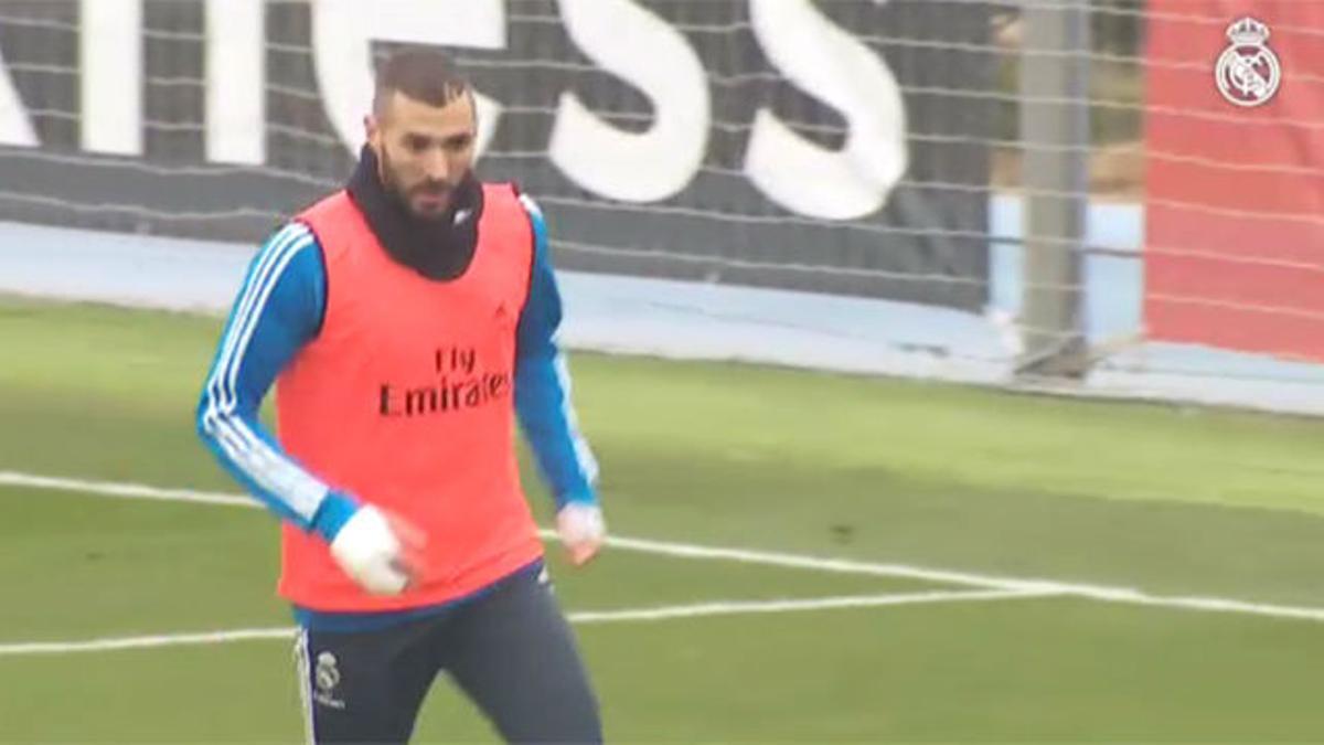 Benzema y Courtois se entrenan con el grupo