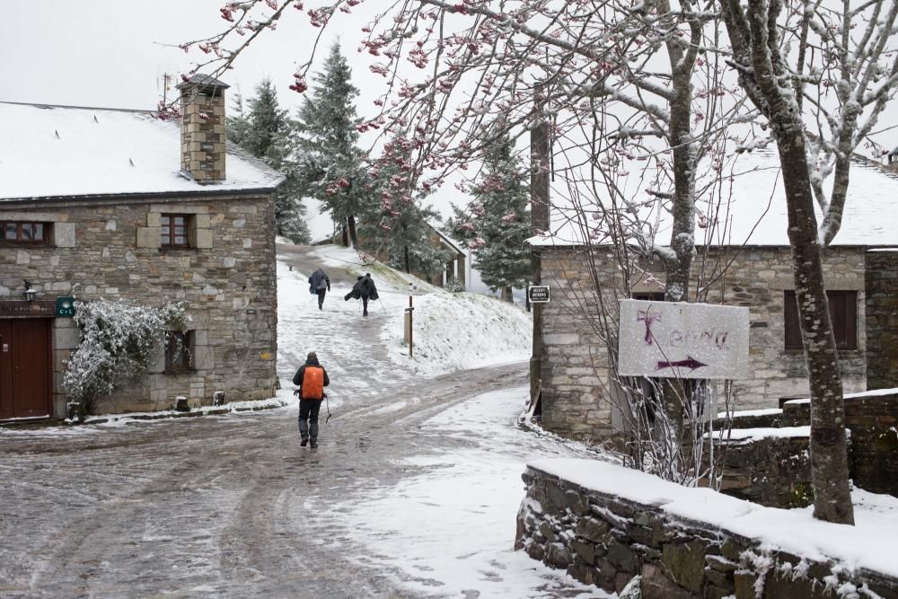 Los primeros copos de nieve llegaron a Pedrafita do Cebreiro, en Os Ancares.