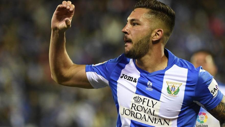 Guerrero, celebrando un gol del Leganés.