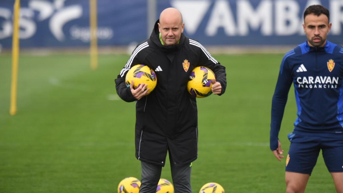 Miguel Ángel Ramírez, en el entreamiento de este viernes.