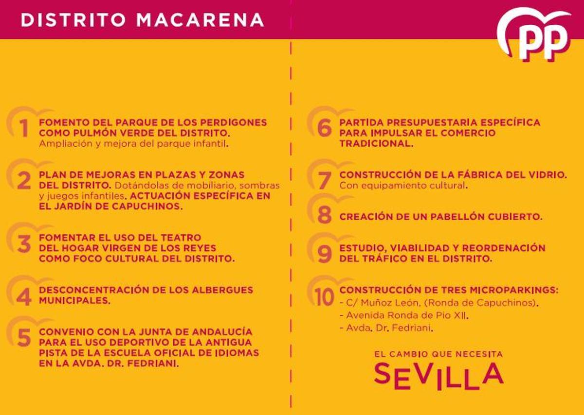 Estas fueron las promesas que hizo el alcalde de Sevilla, José Luis Sanz, para el distrito Macarena en su programa electoral