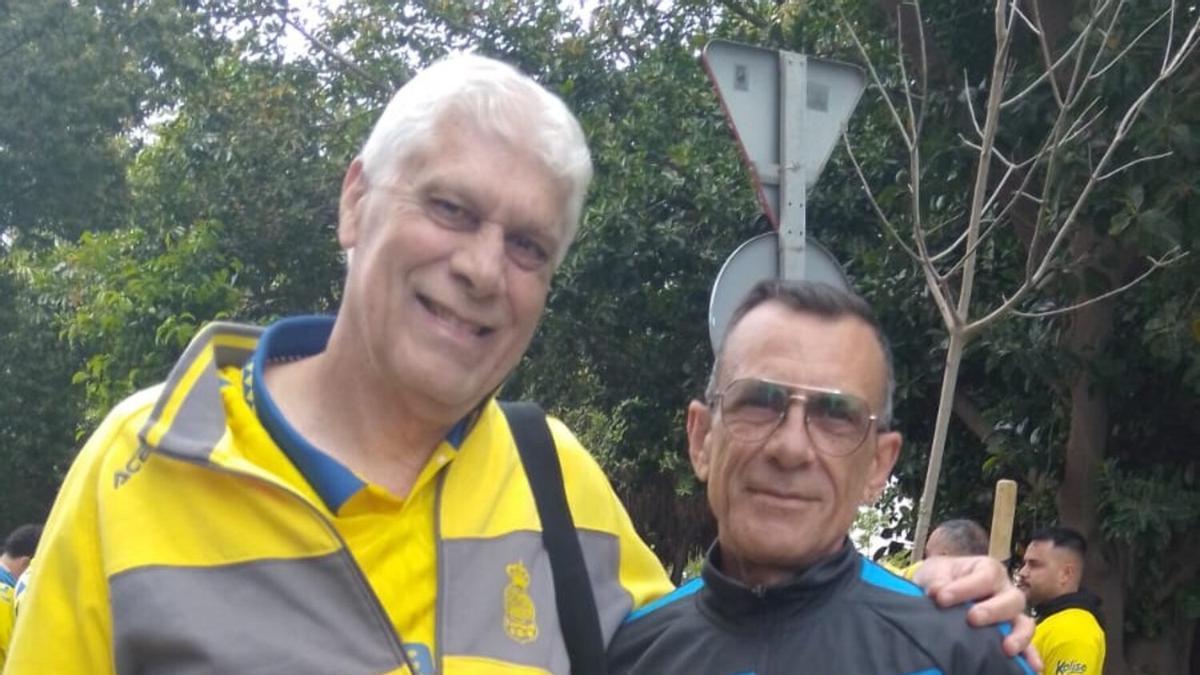Aficionados de la UD Las Palmas, en Málaga