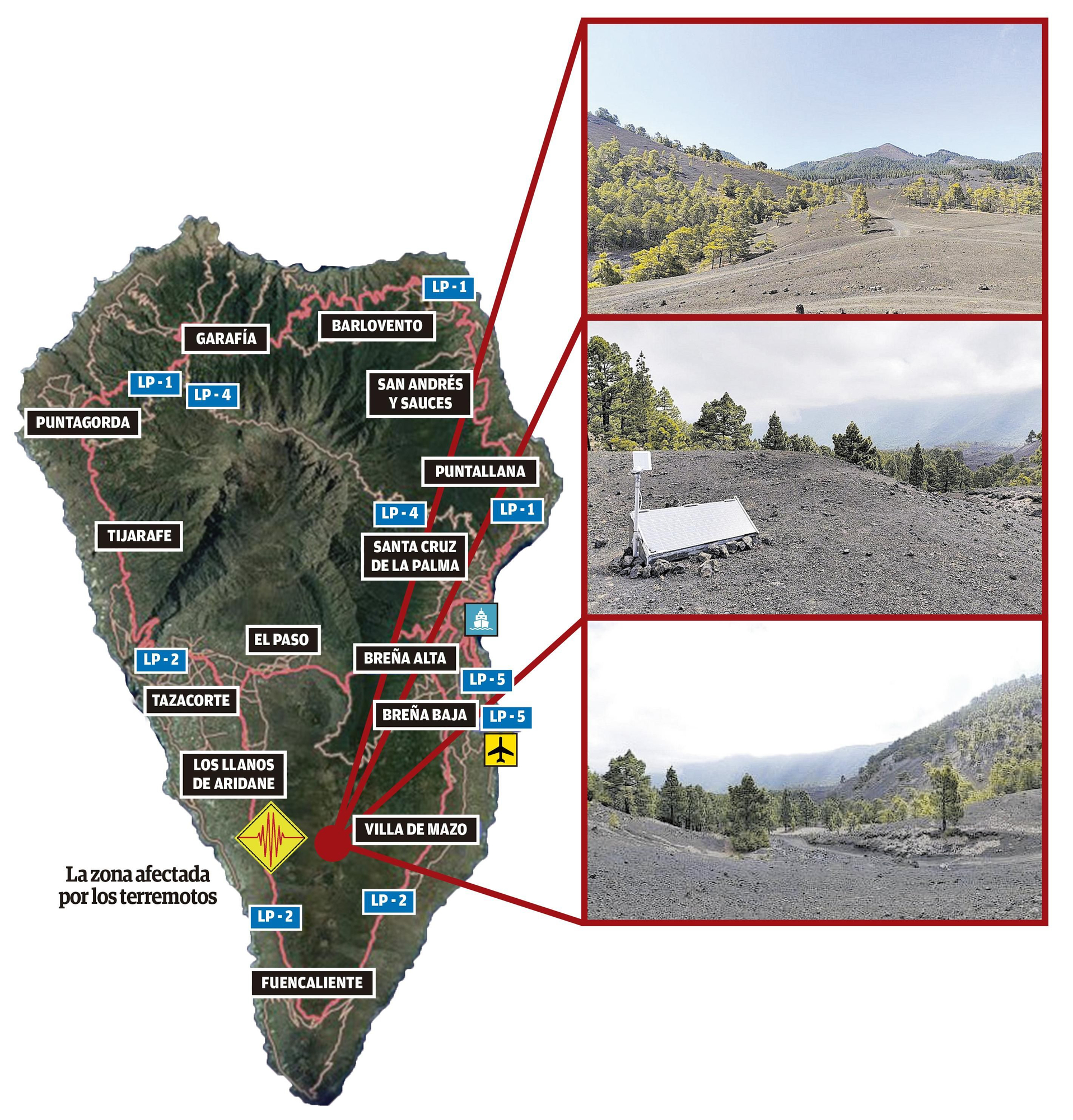 Zonas de La Palma afectada por los terremotos