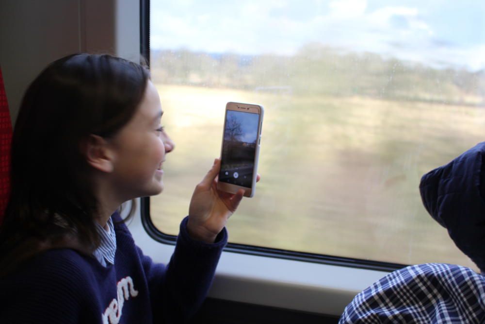 ... y en el tren que nos llevó al centro de Londres.