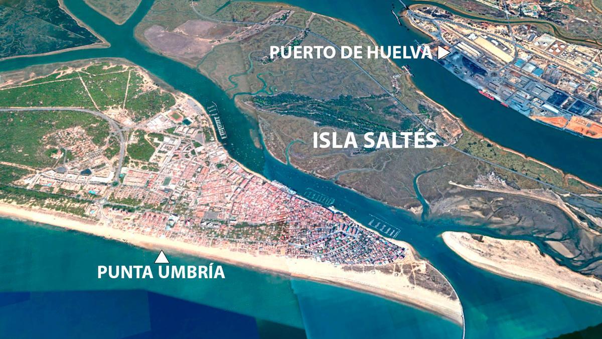 Ubicación de la Isla Saltés en Huelva.