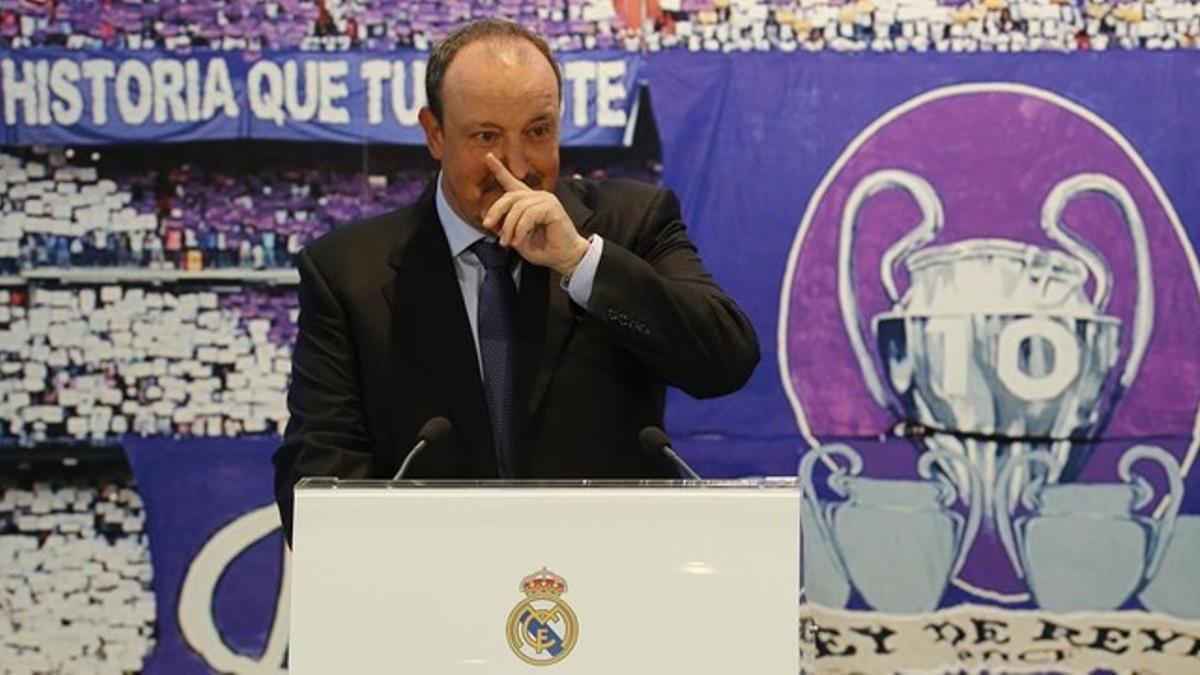 Rafael Benítez, durante su presentación como entrenador del Madrid