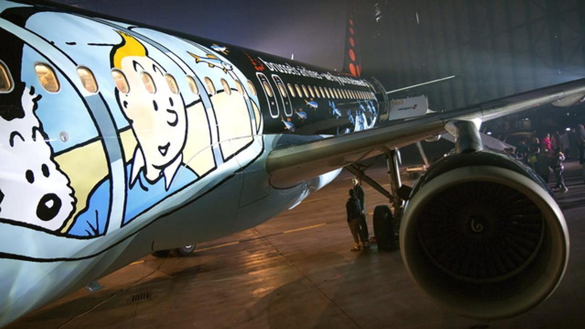 Avión de Brussels Airlines inspirado en las aventuras de Tintín.