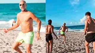 ?Ojo con la calidad de Guardiola! El entrenador se divierte con los jugadores del City en la playa