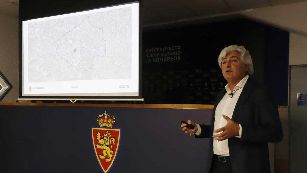 Presentación del anteproyecto de la nueva Romareda y rueda de prensa de Raúl Sanllehí e IDOM