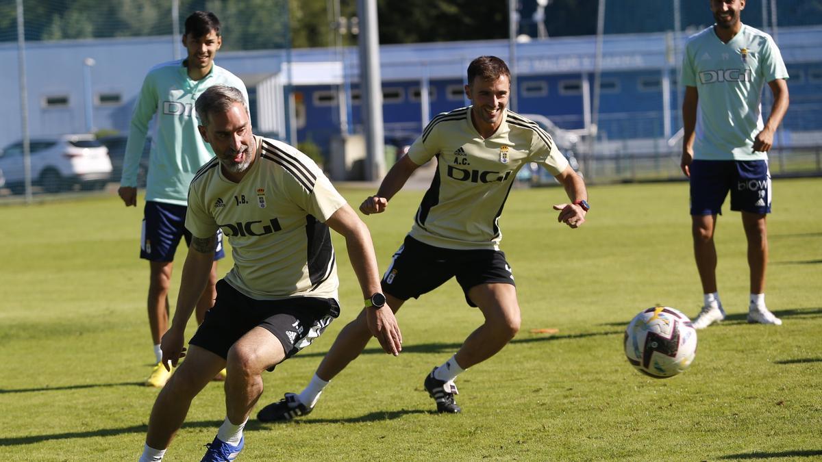 Bolo, ayer en el entrenamiento del oviedo