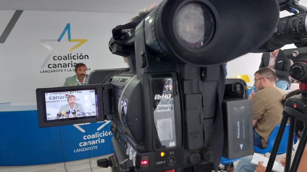 Pedro San Ginés durante la rueda de prensa para anunciar que se retira de la primera línea política y no será cabeza de lista en ninguna lista electoral en las elecciones de 2023 en Lanzarote.
