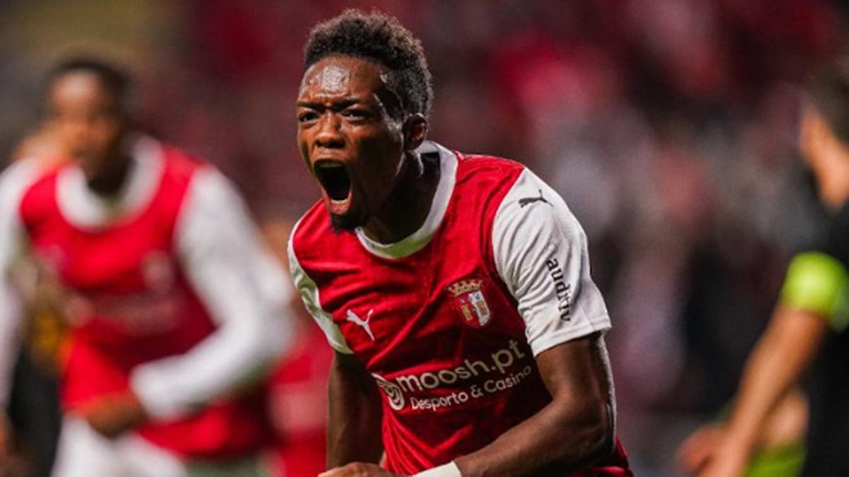 Álvaro Djaló, celebrando un gol con el Braga