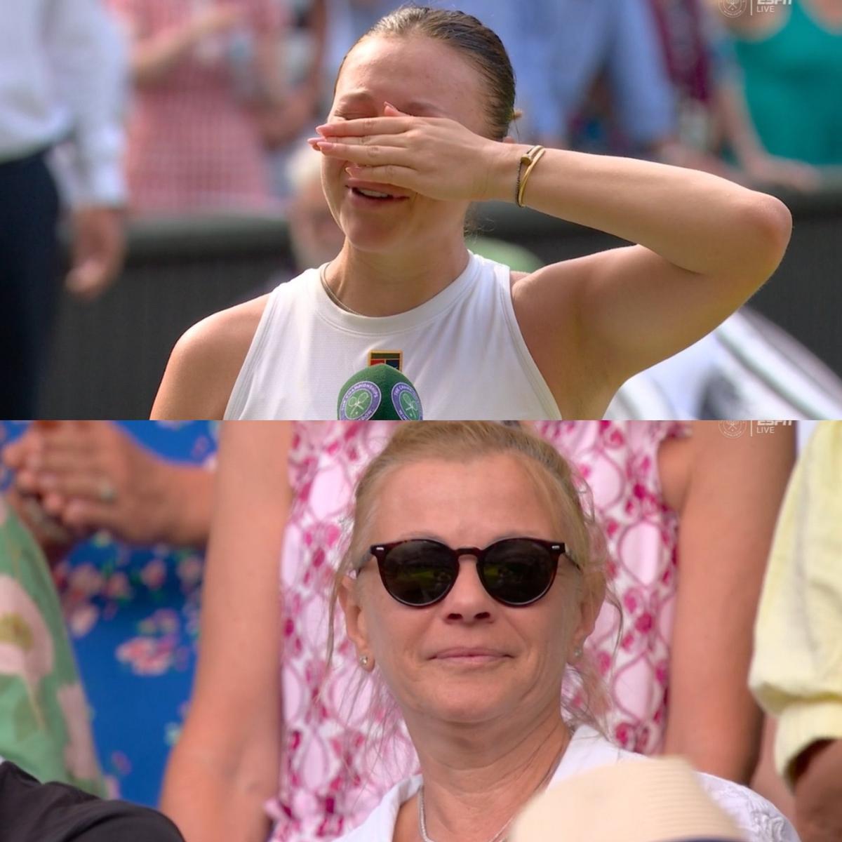 Anisimova y su madre después del partido