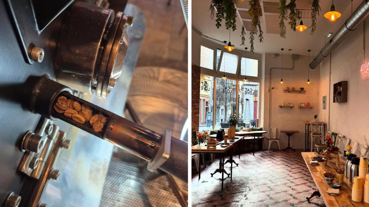 El Catlove Coffee, ubicada en Gijón (a la derecha) y el café de Pionero Coffee Roasters, en Oviedo.