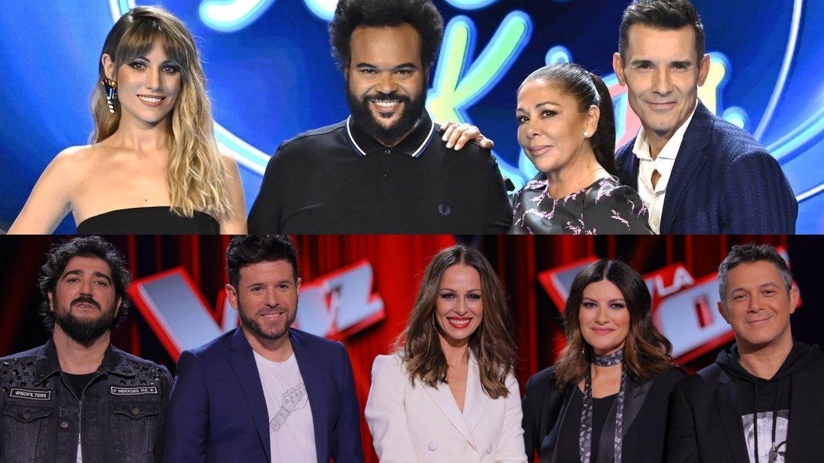 Los jurados y presentadores de 'Idol Kids' (Telecinco) y 'La voz' (Antena 3)