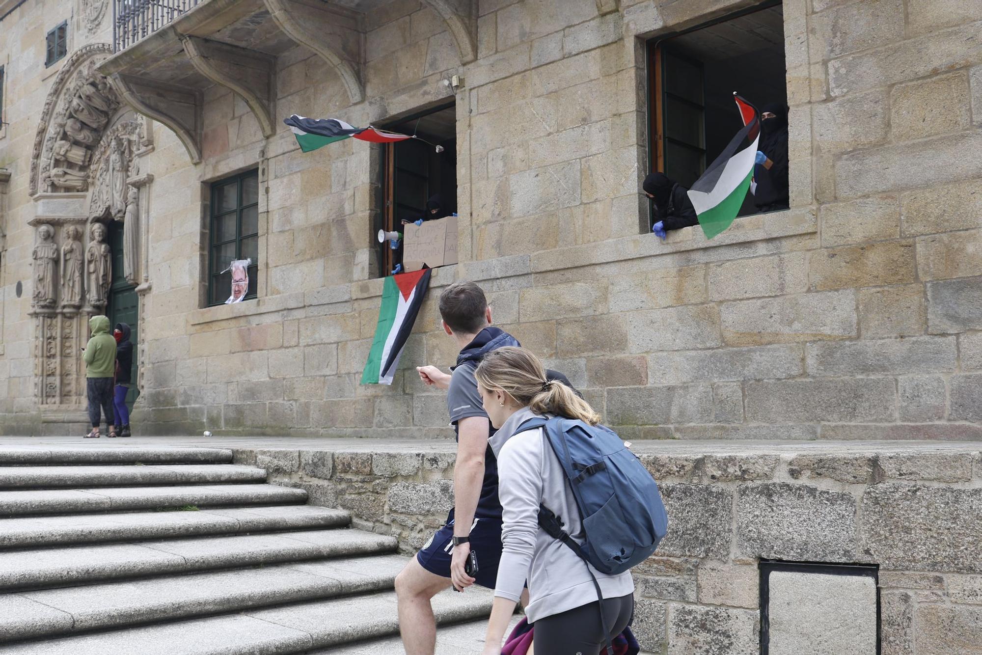 Encierro pro Palestina en el rectorado de la USC