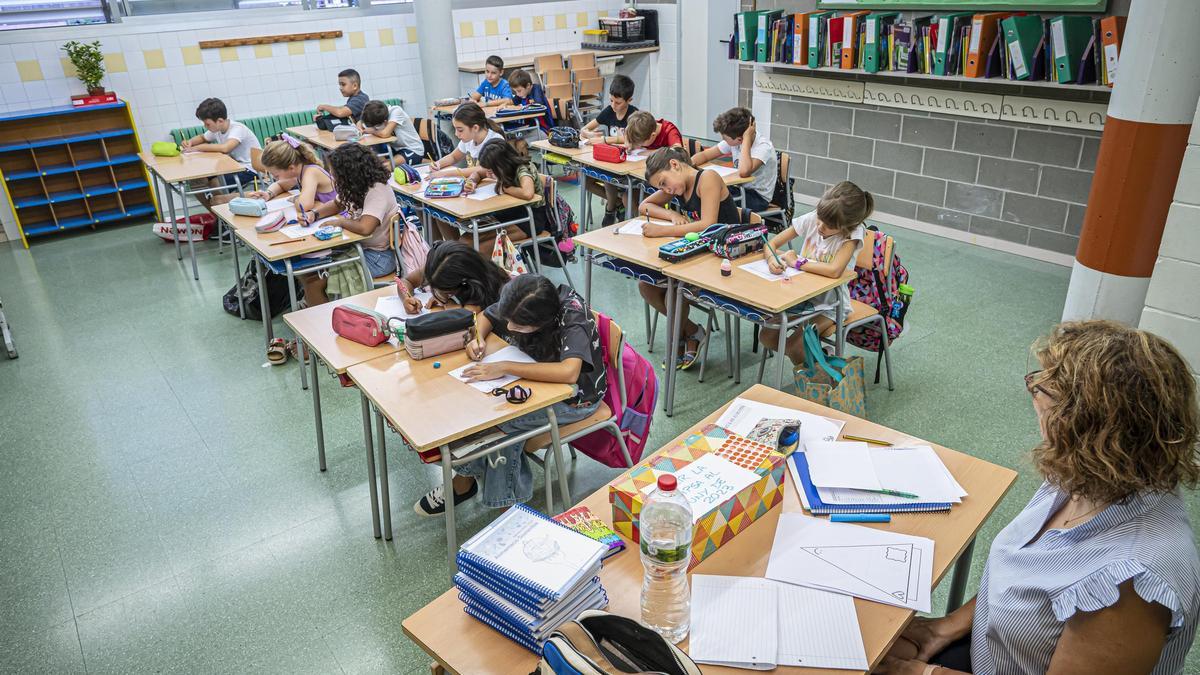 Aula en una escuela de primaria de Barcelona el curso pasado.