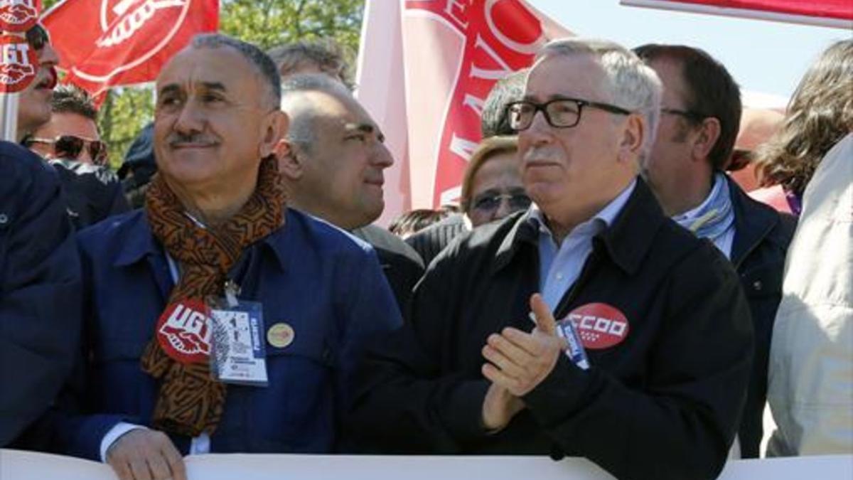 Josep Maria Álvarez e Ignacio Fernández Toxo, en Madrid.