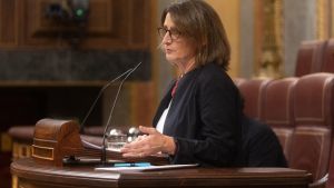 La vicepresidenta tercera y ministra para la Transición Ecológica y Reto Demográfico, Teresa Ribera, interviene durante una sesión plenaria en el Congreso de los Diputados, a 20 de noviembre de 2024, en Madrid (España). Ribera protagoniza la sesión con do