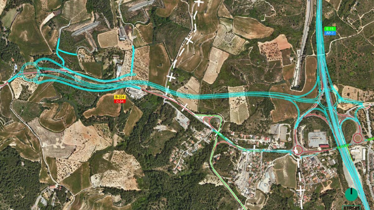 Detalle del desdoblamiento previsto para la carretera B-224