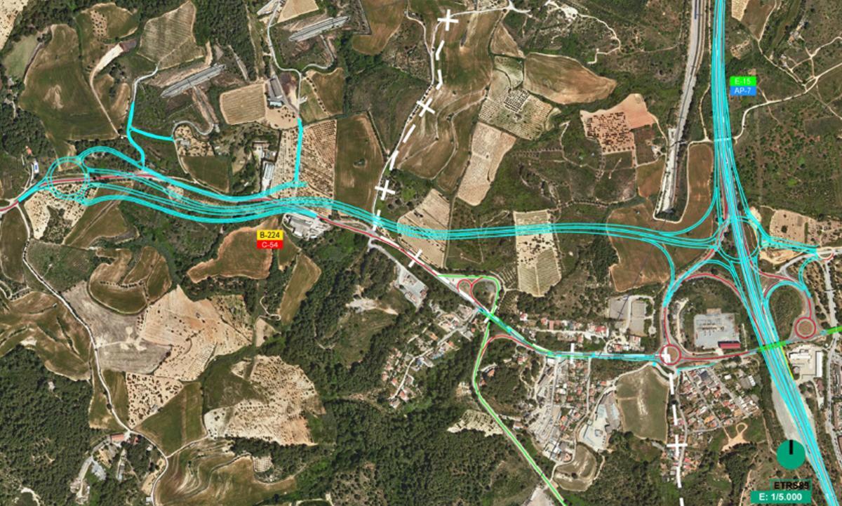 Detalle del desdoblamiento previsto para la carretera B-224