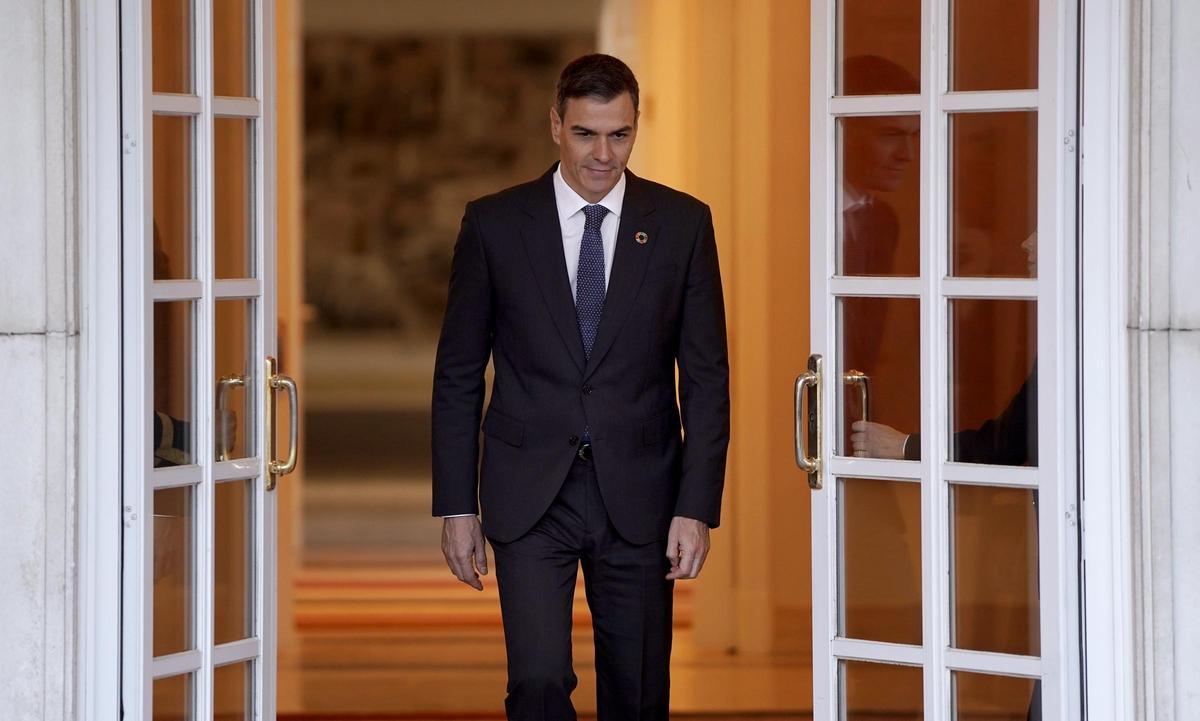 Pedro Sánchez, este viernes en el Palacio de la Moncloa.