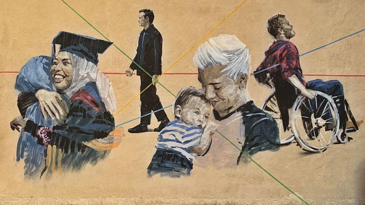 «Vides fràgils, vides plenes», mural en un pati de la UdG