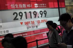 La Bolsa de Hong Kong cierra con una caída del 2,9 por ciento este miércoles.