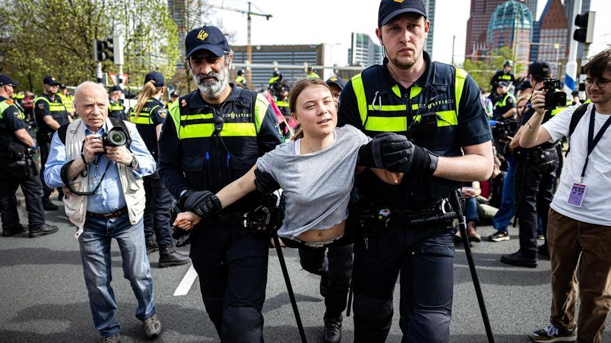 Greta Thunberg, detenida durante una protesta en Países Bajos