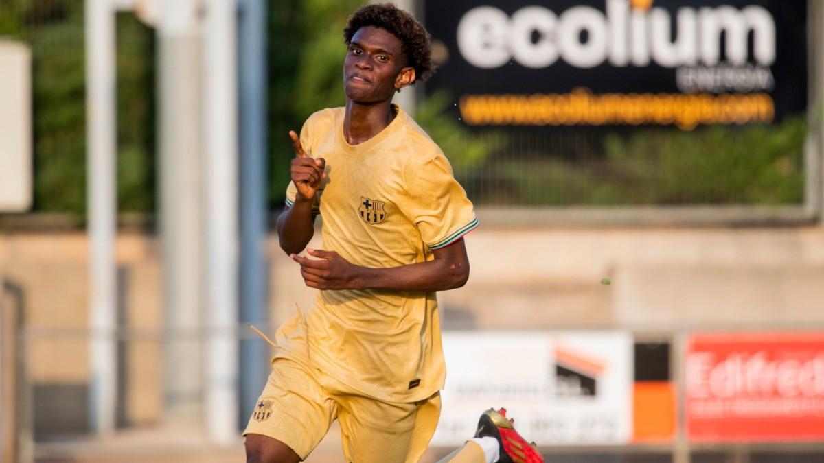 Saidou Bah, autor de dos goles en la victoria del filial azulgrana