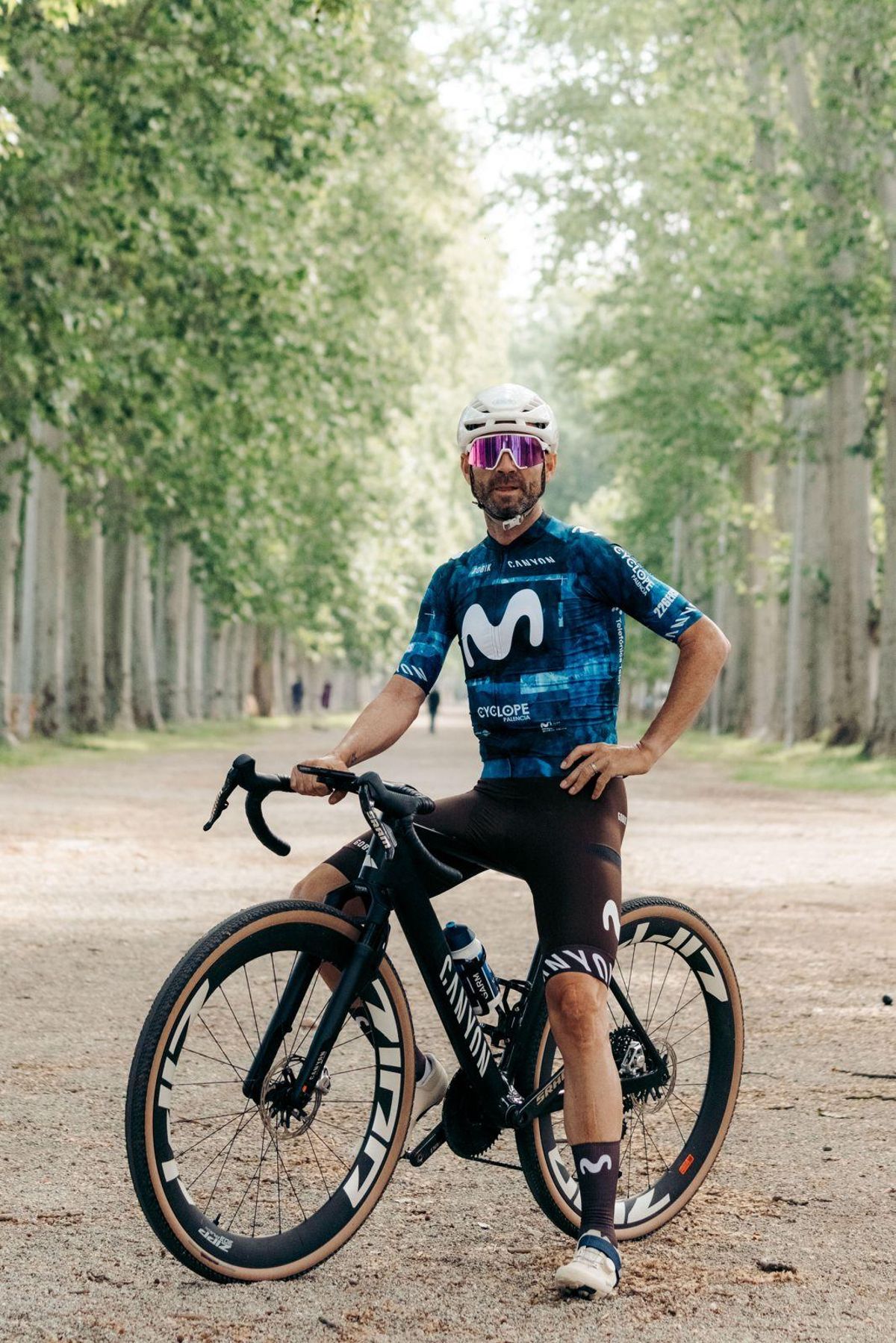 Alejandro Valverde, seleccionador de ciclismo y ciclista de gravel del equipo Movistar.