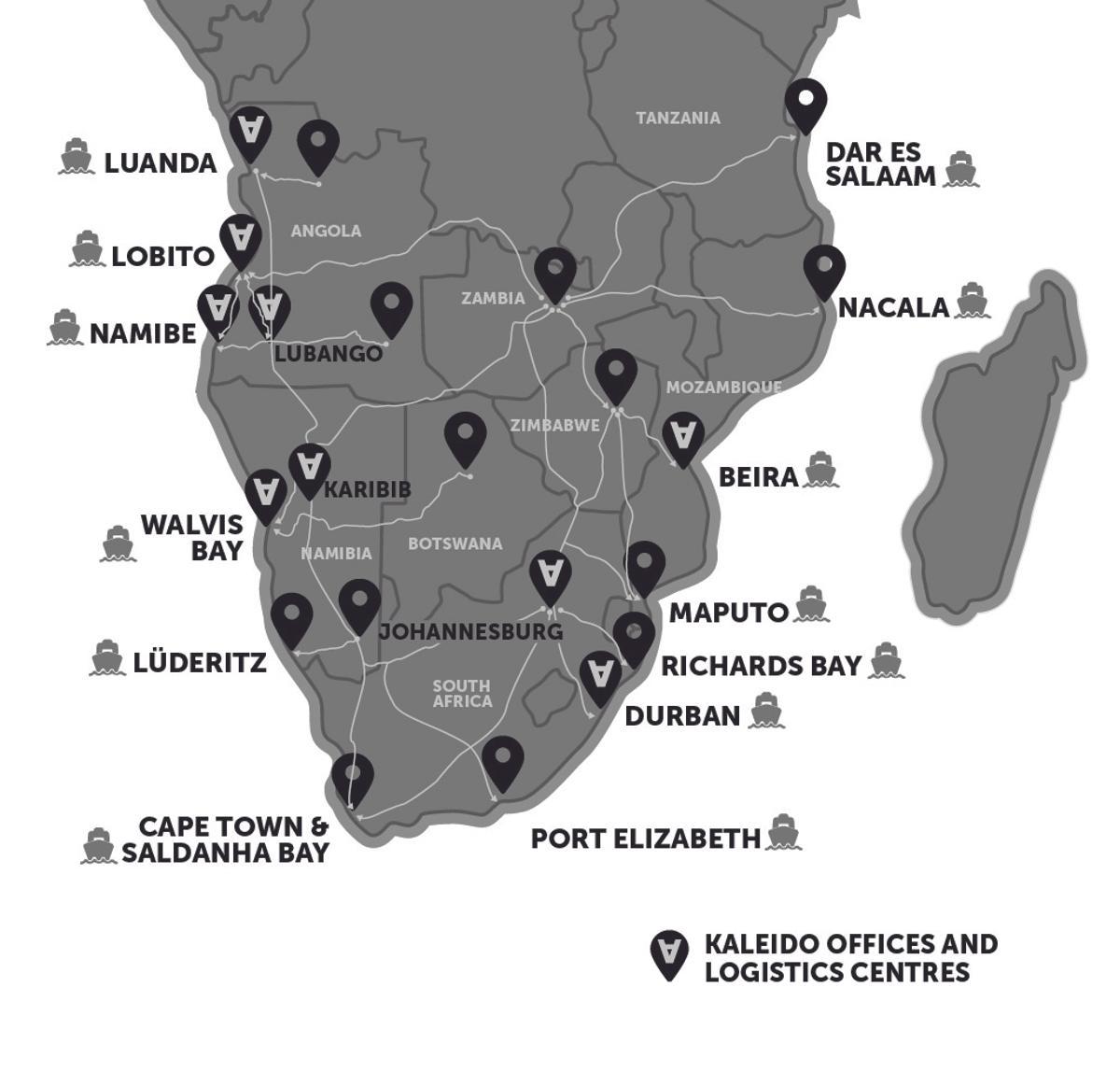 Presencia de Kaleido en el sur de África.