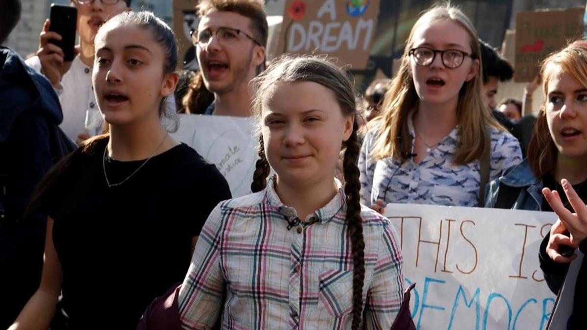 La activista adolescente por el cambio climático Greta Thunberg, en París.