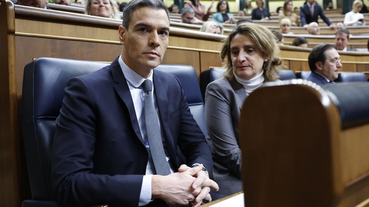 El presidente del Gobierno, Pedro Sánchez, durante el pleno del Congreso.