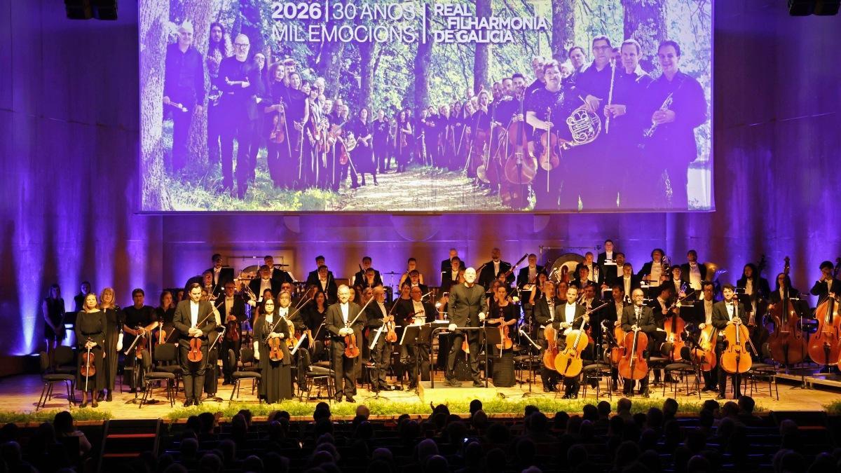 Actuación de la Real Filharmonía de Galicia para celebrar en Santiago sus 30 años.