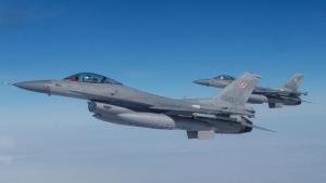 Cazabombarderos F-16 durante un ejercicio de la OTAN en marzo en Malbork, Polonia