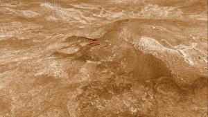 Panorámica de la región de Sif Mons, una de las zonas volcánicamente activas de Venus.