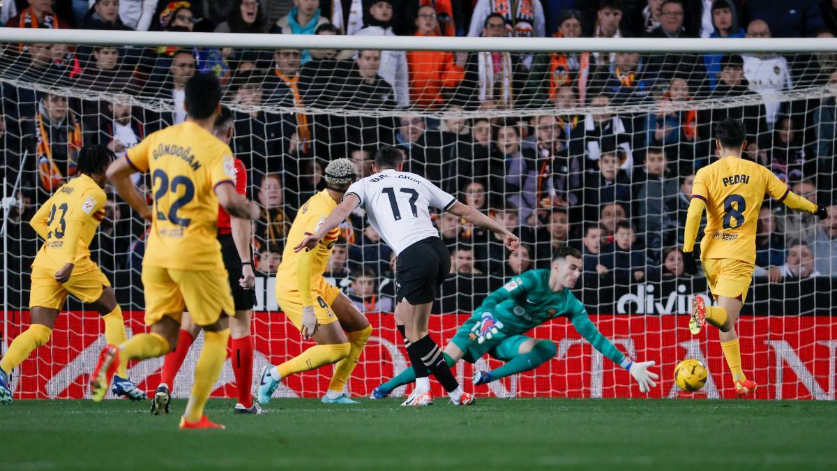 Iñaki Peña salvó un gol de Yaremchuk en Mestalla