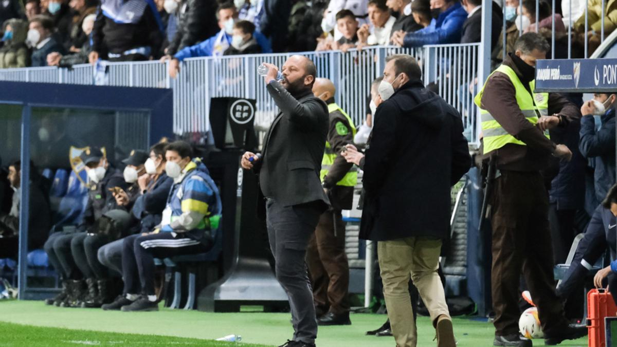 José Alberto, durante el encuentro de este domingo en La Rosaleda.