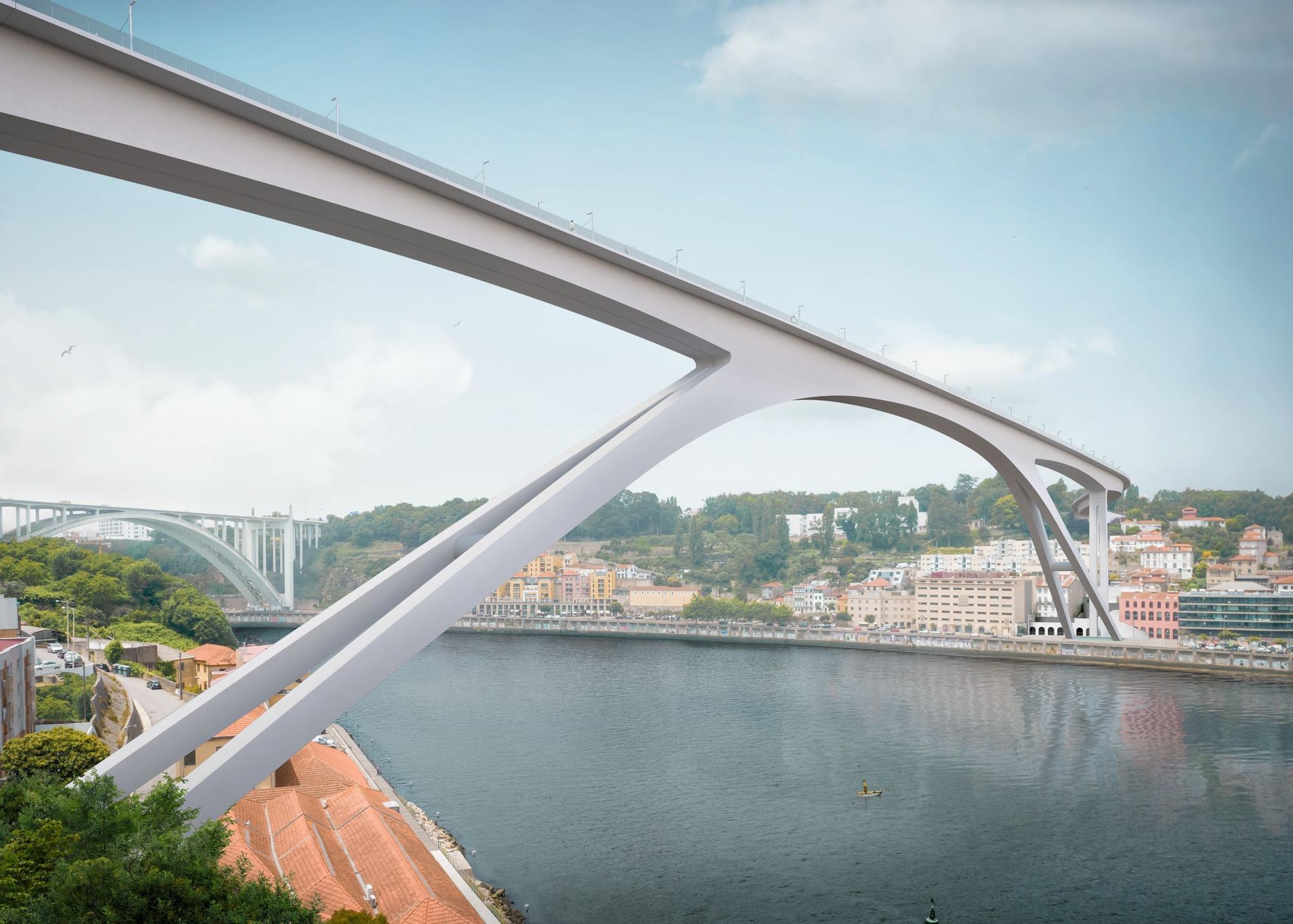 Proyecto premiado del puente sobre el río Duero en Oporto en el que colabora el estudio vigués AM2