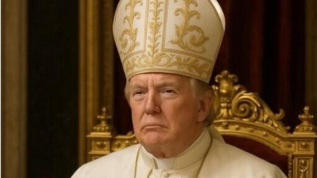 Imagen de Donald Trump vestido de Papa.