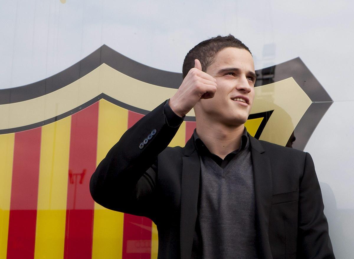 Ibrahim Afellay, durante su presentación como jugador el Barça