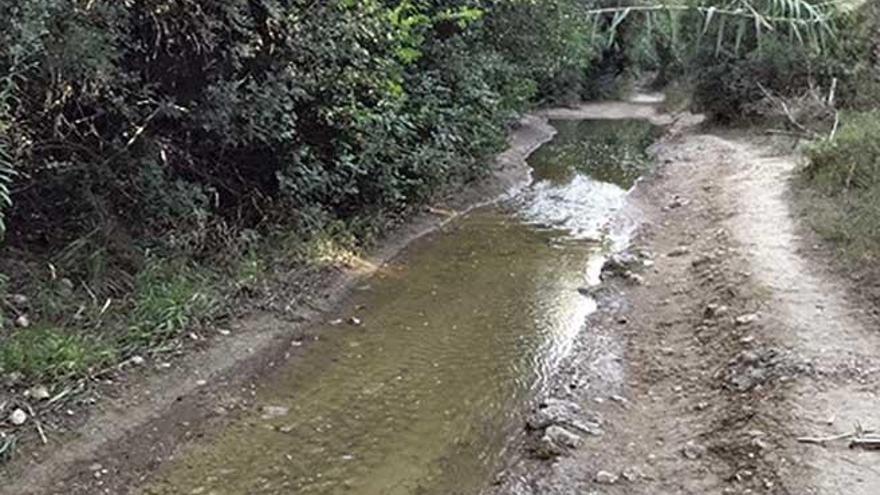 En este tramo del torrente de Son Pillo se hacía patente el vertido.