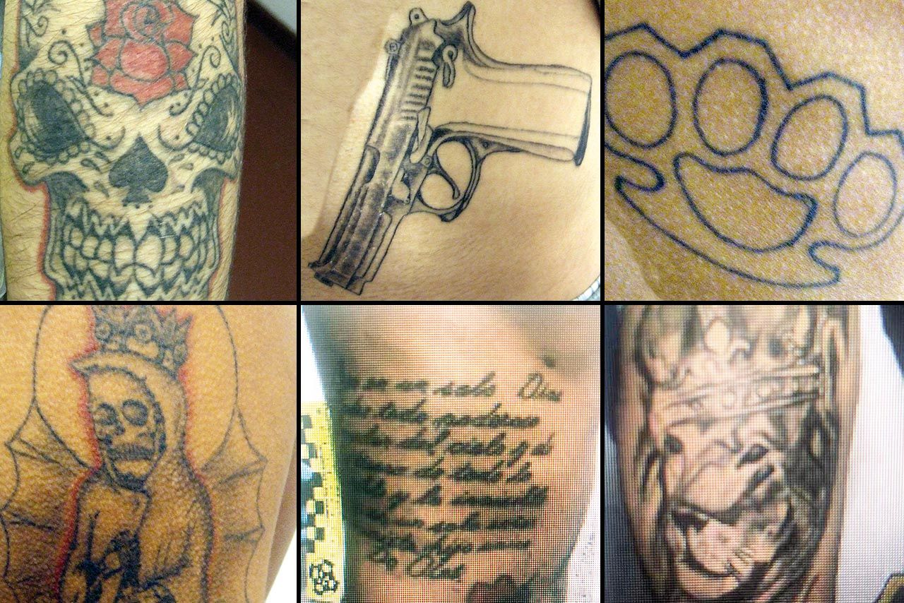 Tatuajes que llevaban miembros de los &quot;Betas&quot; y de los &quot;Chukis&quot;.