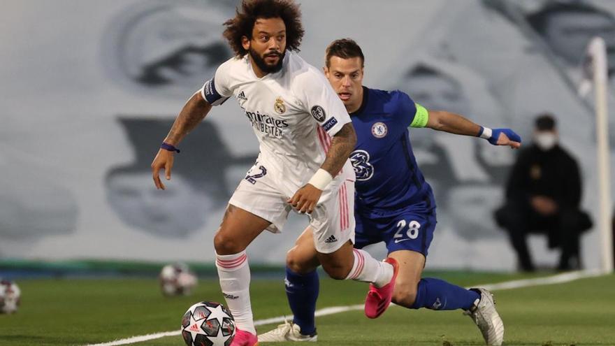 Marcelo, en una acción del Real Madrid - Chelsea.