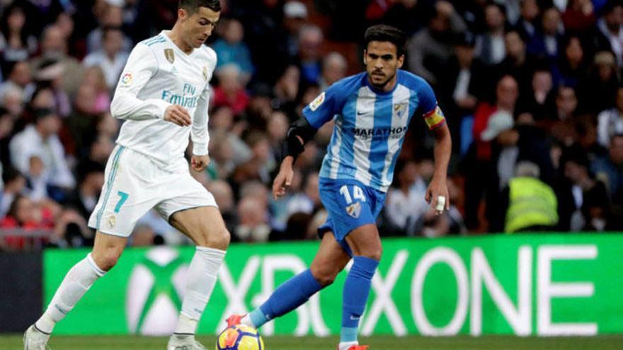 Recio, en el partido en el Bernabéu, ante Cristiano.