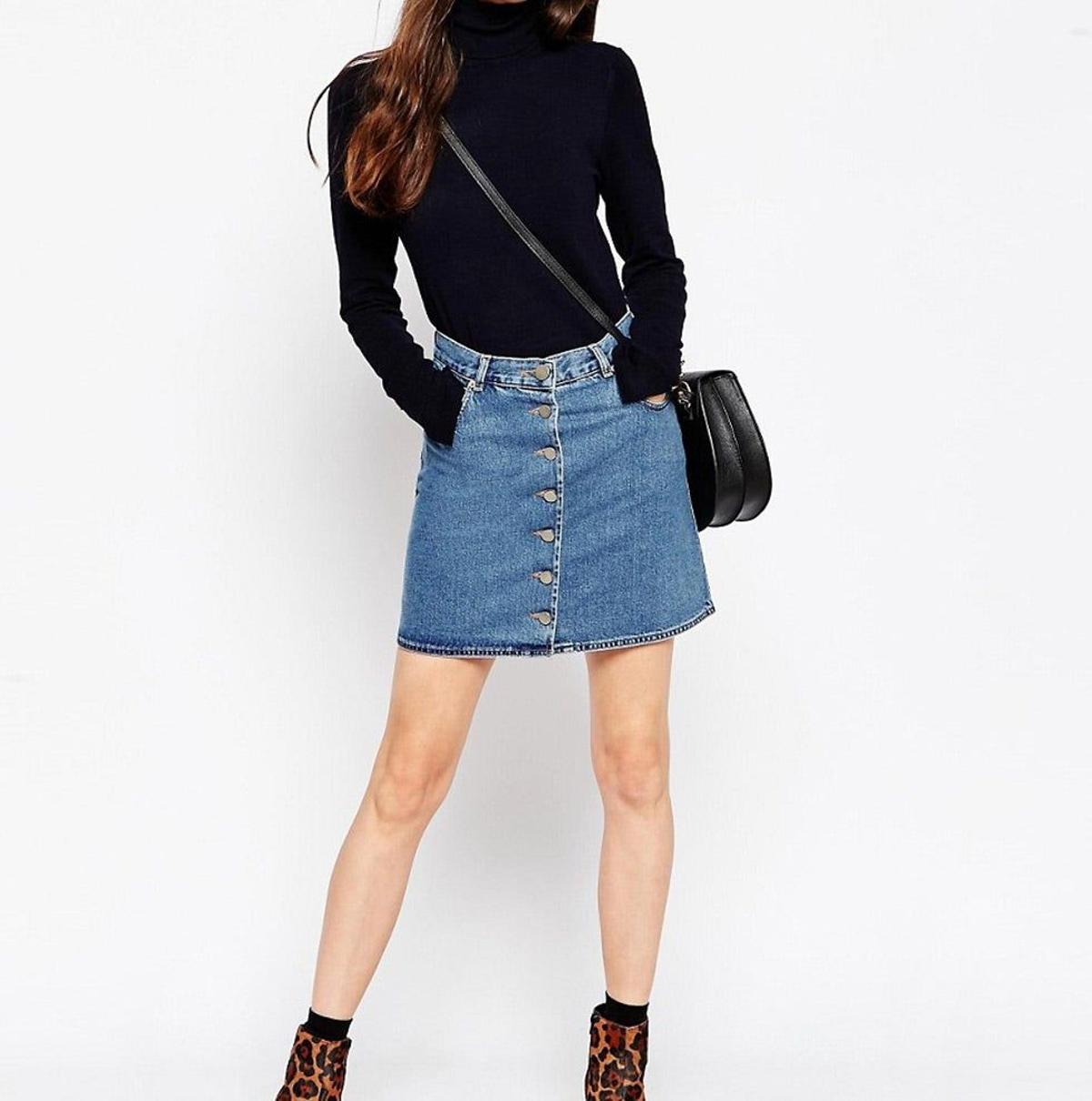 Falda vaquera con botones delanteros (Precio: 16.49)