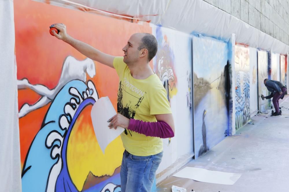 El graffiti de la guardesa, ganador entre los 14 participantes en el festival del Proyecto Ewa.