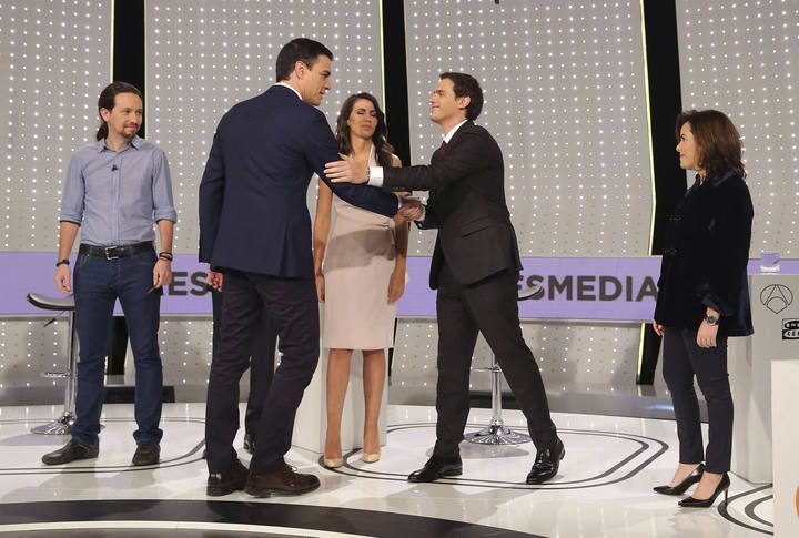 DEBATE TELEVISADO ENTRE LOS CANDIDATOS DE PP, PSOE, CIUDADANOS Y PODEMOS